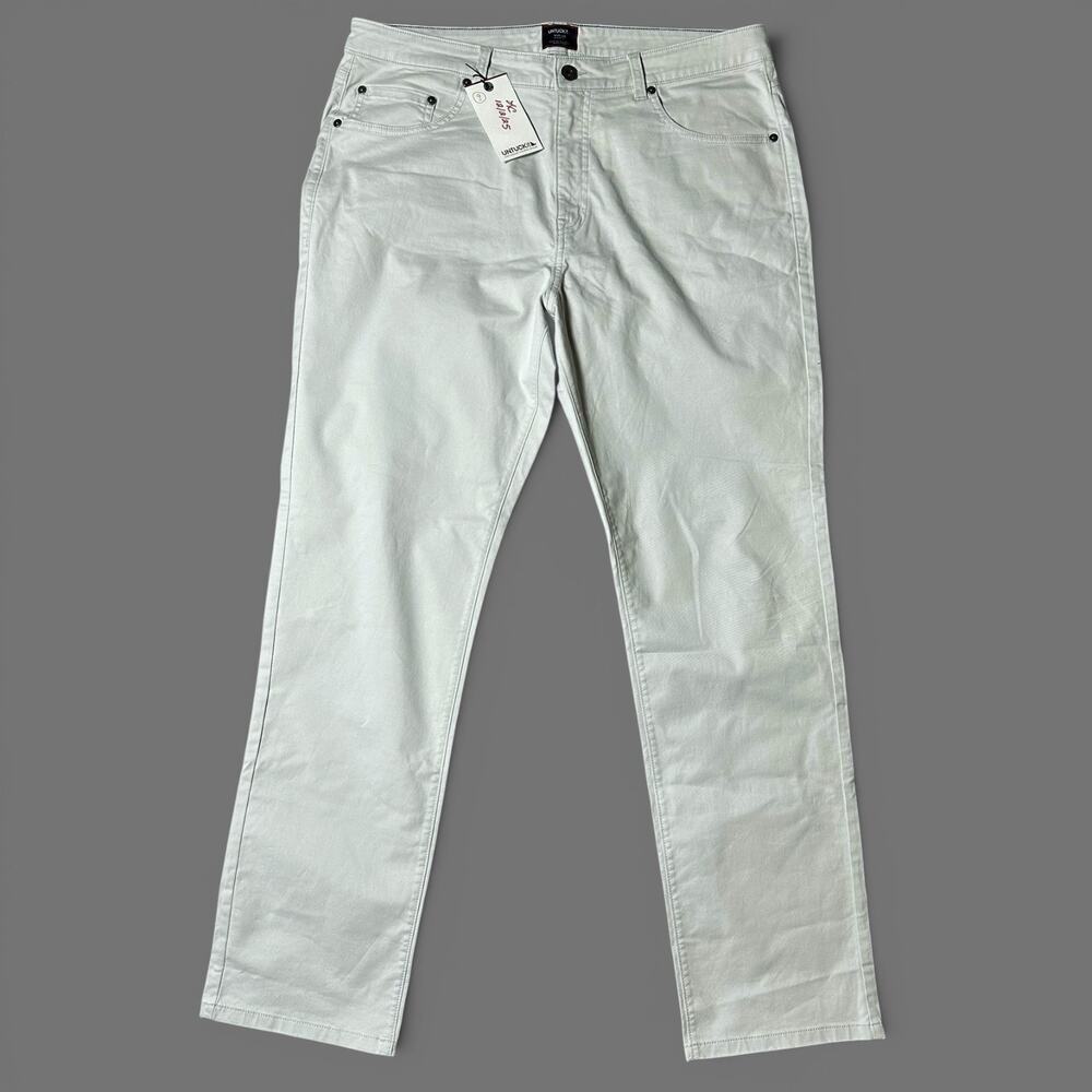 Untuckit 5 Pocket Chino Pant Mens Size 35x32 Light Grey Straight Fit Pants NWT